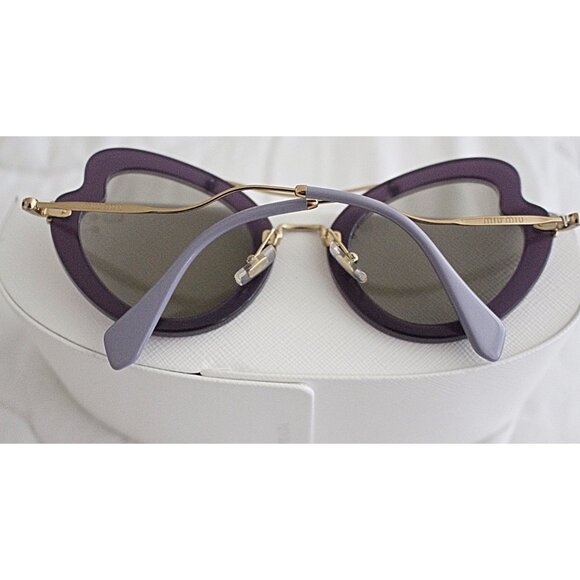 Miu Miu Butterfly Scenique Cat Eye Frame Sunglasses, Violet, Prada Case, New - Picture 3 of 13